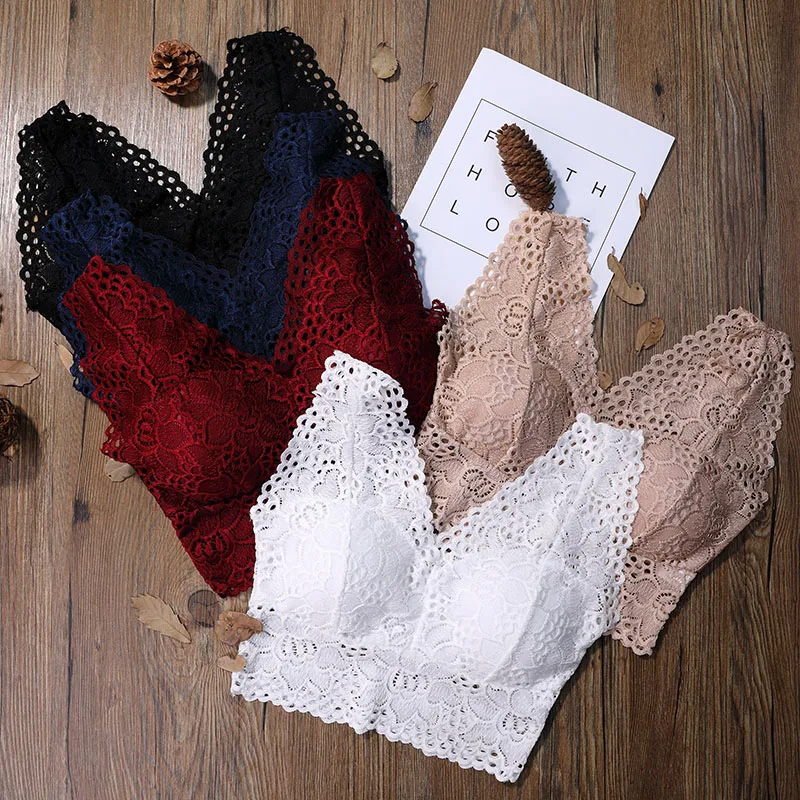 

Women Flower Tank Top Bra Sexy Lace Floral Cami Bralette Crochet Vest Crop Top Women's tube top
