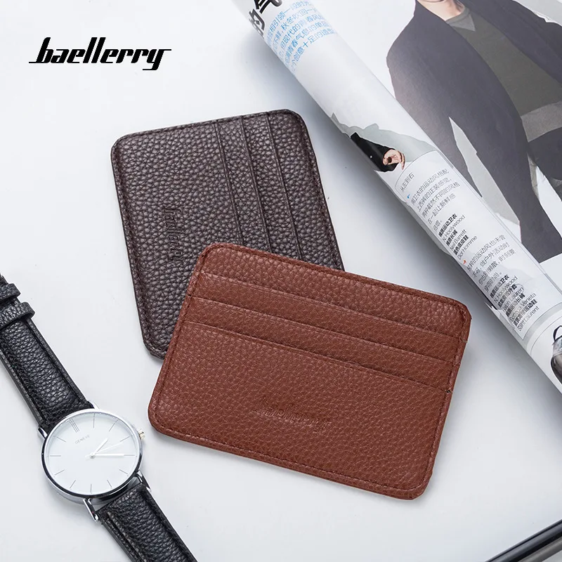 

Wholesale Baellerry Mini Men Leather Credit Card Holder ID Card Case Thin Wallet With Coin Pocket Small Purse 300PCS/lot