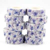 10pcslot 15mm10m purple flower paper washi tape japanese paper diy planner masking tape decorative stationery