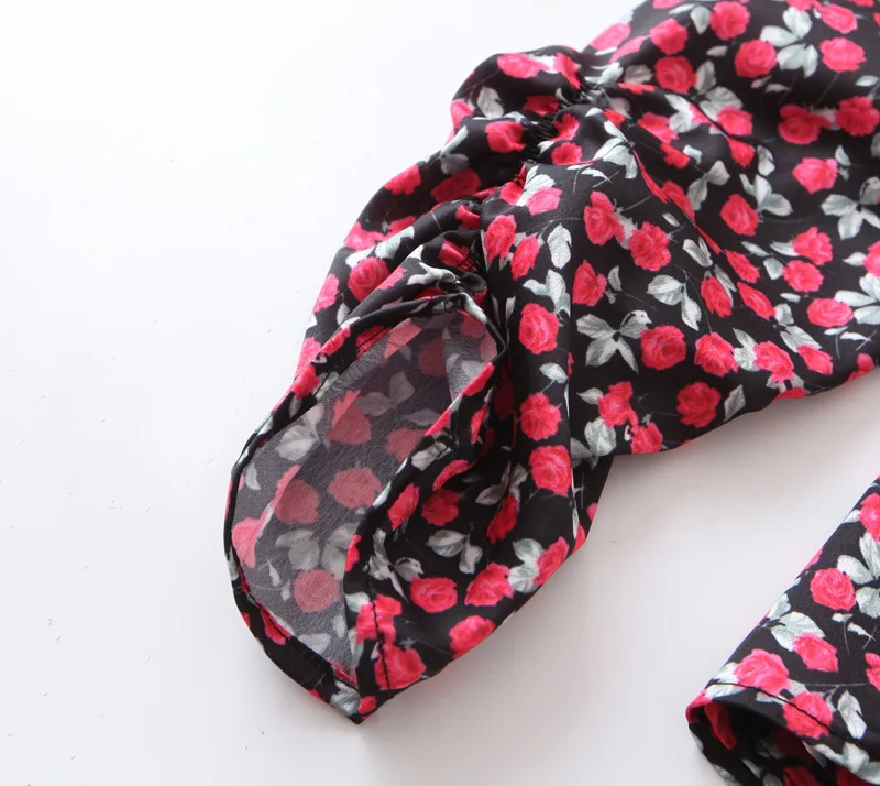 Женская Элегантная блузка с цветочным принтом длинный рукав галстук бабочка