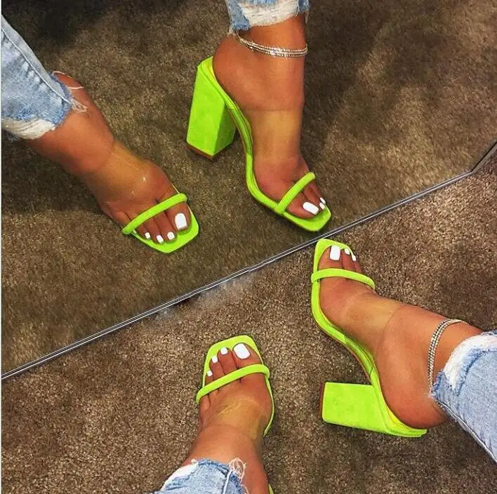 2019 женские вьетнамки на высоком каблуке с цветными полосками модные шлепанцы