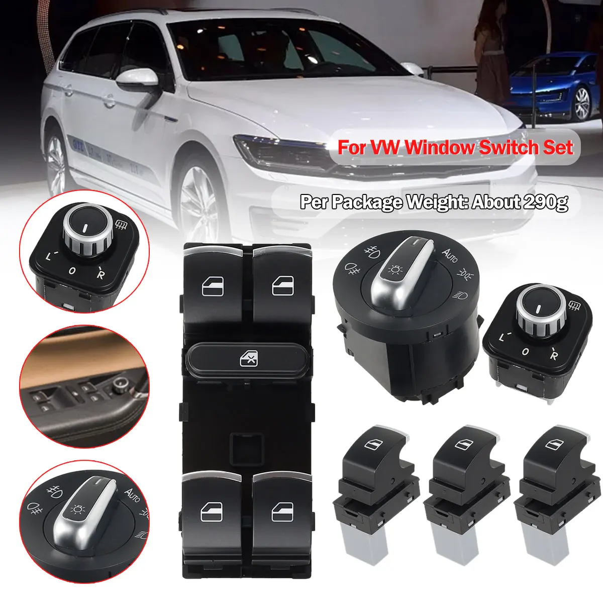 

Комплект оконных выключателей для VW, 6 шт., с 1 главным выключателем для окон, 5ND 959 857 3 шт. одиночных переключателей для окон 5ND 959 855, 5ND 959 565A