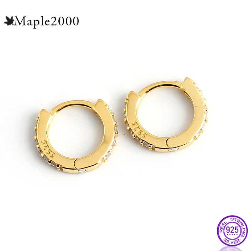 Женские круглые сережки из стерлингового серебра 925 пробы с микро цирконием