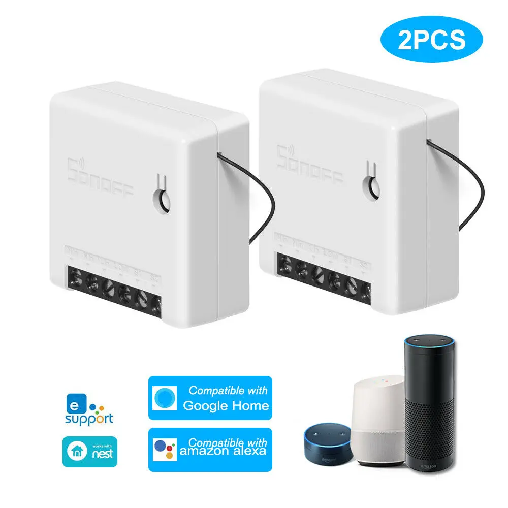 2 pcs Itead Sonoff MINI DIY умный переключатель маленький корпус пульт дистанционного управления Wifi переключатель Поддержка внешнего переключателя работа с Alexa Google Home - Комплект: 2 pcs