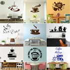 Виниловые Стикеры с изображением кофе для кухни, ресторана, столовой, зала, водонепроницаемые обои, современные настенные наклейки, декор HQ9986