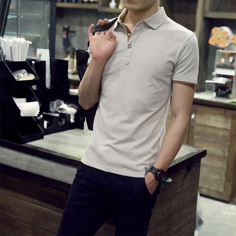 

10131-Mercerized skating silk round neck casual short-sleeved T-shirt male character top