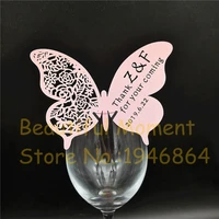 50pcs butterfly party diy cards table mark wine glass name place card birthday wedding event party bar decorations party gift