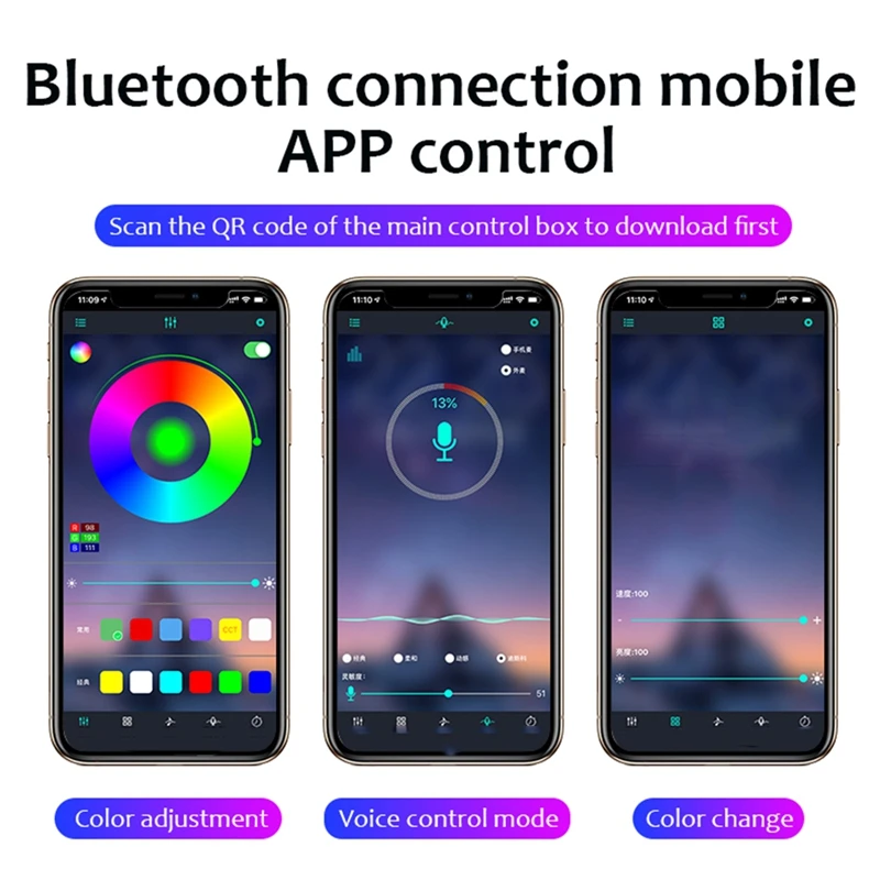 

10 In 1 RGB Atmosphere Light LED Interior Decoration Lamps with 8M Strip Light By App Control Door Bowl Atmosphere Light