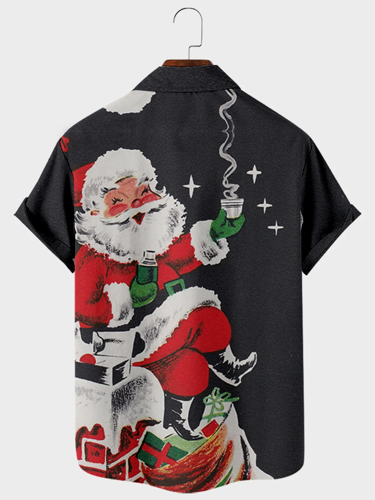 2021 New Cross Santa Claus  3d Digital Printing Trend Loose Short-Sleeved Shirt Men'S Top