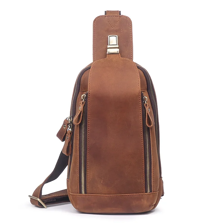 

Vintage Men Chest Bag Shoulder Bag Fashion Business Leather Crossbody Sling Messenger Bags Chest Daypack For Men Cool