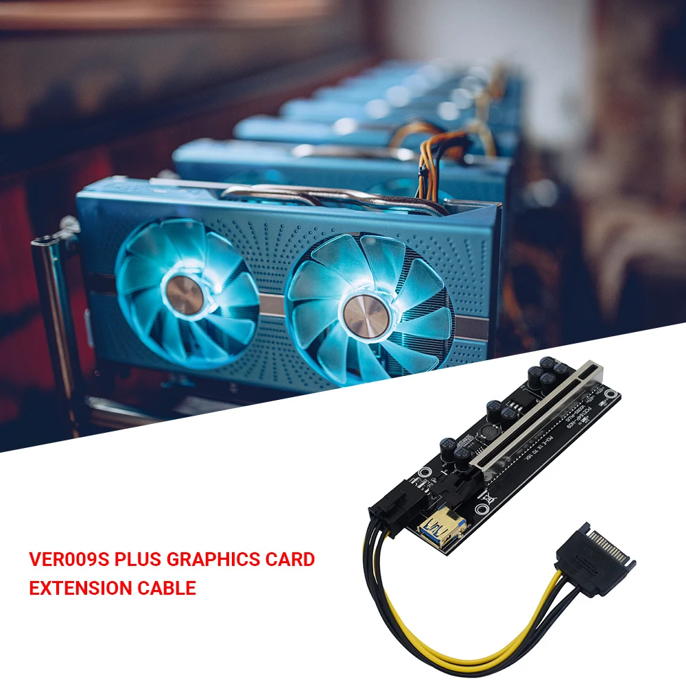 

VER009S 1/6set Riser Card Plus 1X To 16X Extender 6Pin Graphics Extension Adapter USB 3.0 Cable GPU Miner Mining