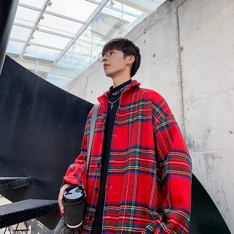 Новинка Осенняя шерстяная рубашка мужская мода Ретро Повседневная Толстая с