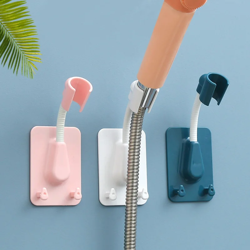 

360° Shower Head Holder Adjustable Self-Adhesive Showerhead Bracket Wall Mount With 2 Hooks Stand SPA Bathroom Universal ABS 1pc