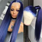 Темно-синий цвет волнистые 13x4 кружевные передние парики из человеческих волос бразильские прямые волосы Remy 4x4 со шнуровкой стандартные предварительно выщипанные