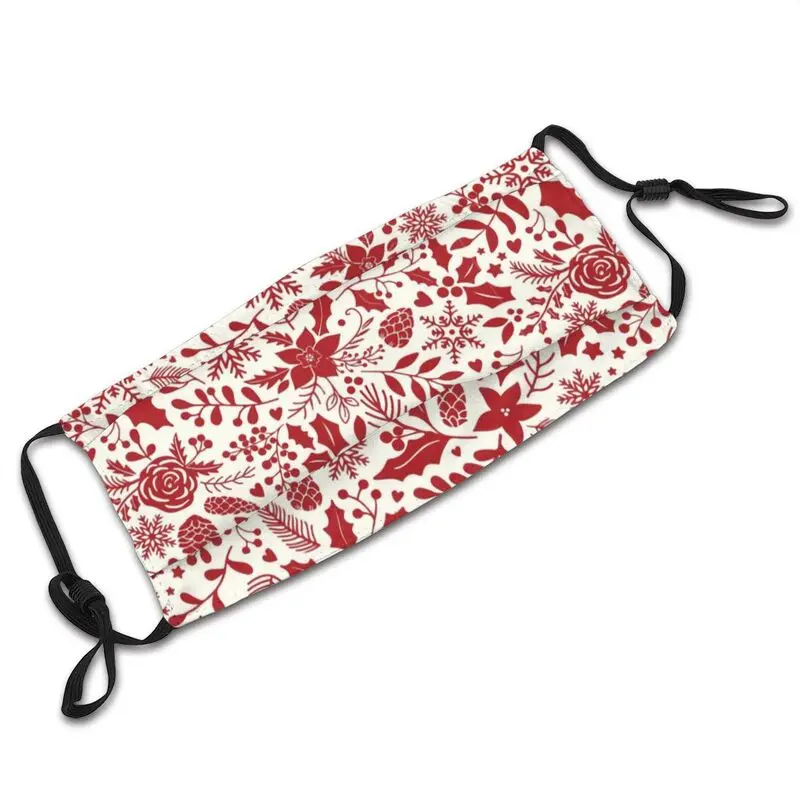 

Breathable Winter Foliage In Red Mouth Face Mask Red Rose Anti Haze Dustproof Protection Respirator Muffle Mask with Filters