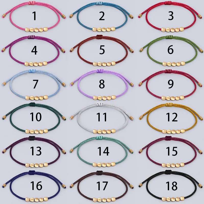 

Jewelry Gifts Tibetan Style Irregular Copper Beads Lucky Buddha Drawstring Adjustable Rope Bracelet