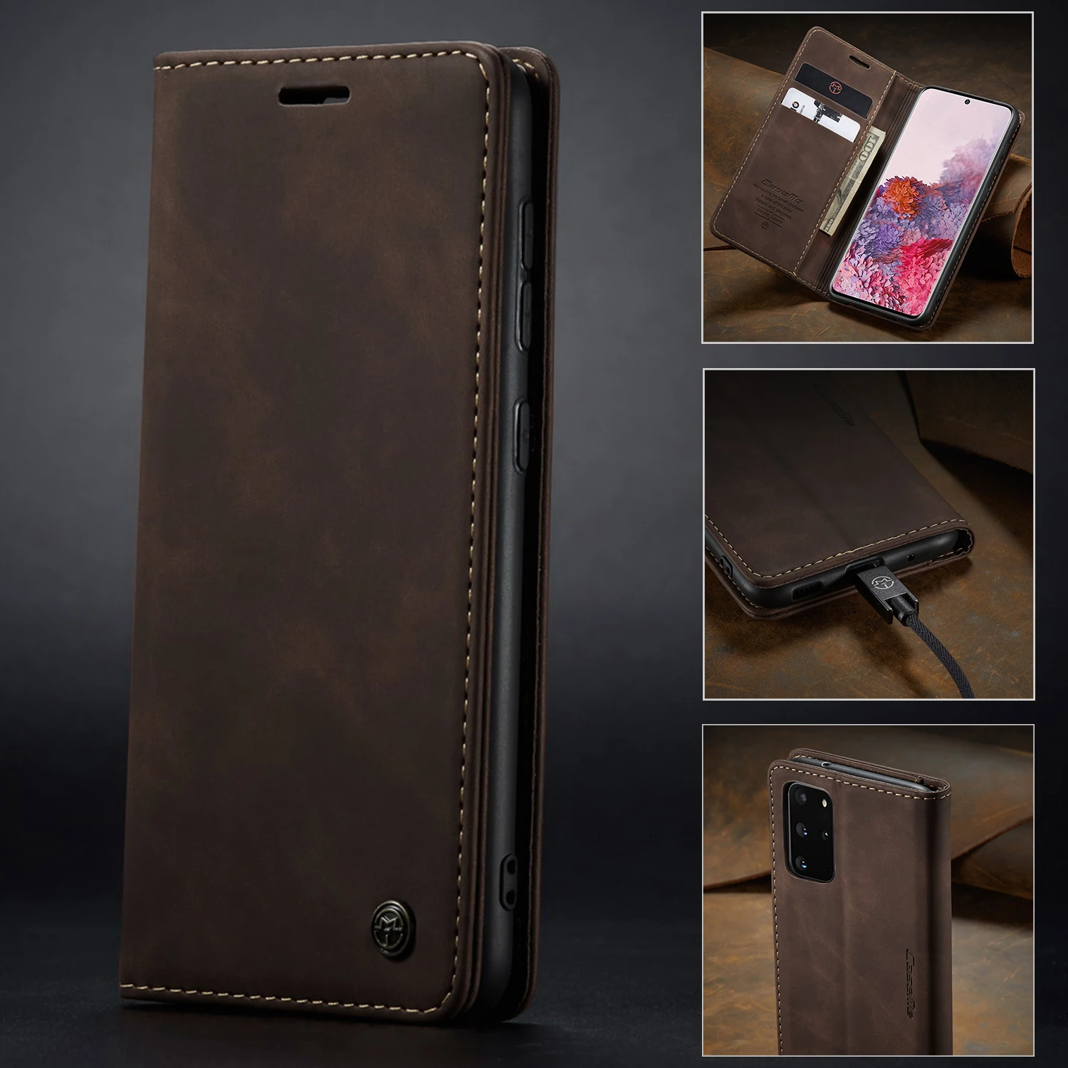Кожаный чехол-книжка в стиле ретро для Galaxy Note 20 10 S20 ультрамагнитный чехол-кошелек