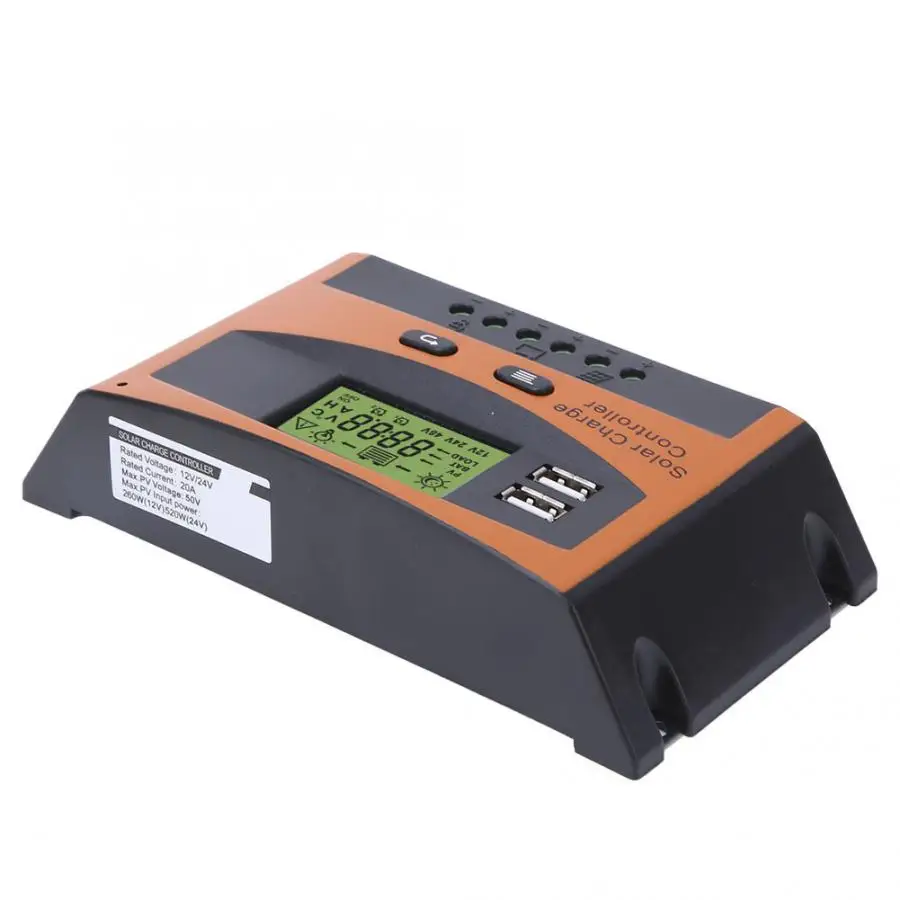 20A 12V 24V PWM Solar Charge Controller Automatic Identification LCD Dual USB Panel Regulator Battery Charger | Обустройство дома