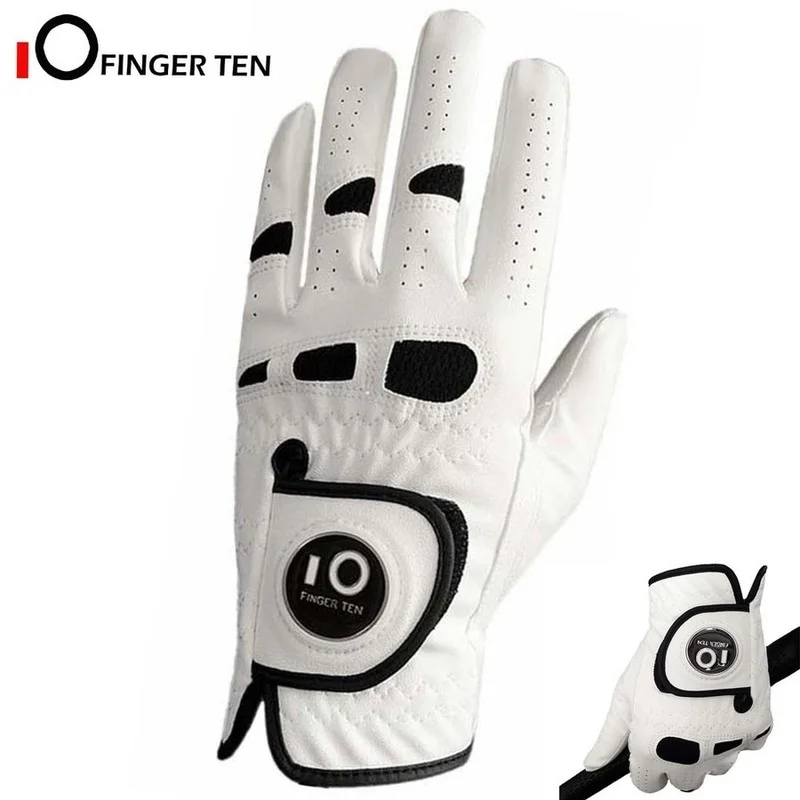 All Weather Grip Premium Cabretta Leather Men's Golf Gloves with Ball Marker Left Right Hand Size S M ML L XL