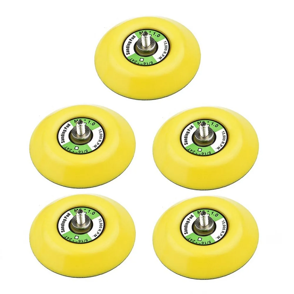 

5pc Universal Polishing Pad Backing Plate 3in 75mm M6 Hook Loop Polishing Sanding Disc For Air Sander Woodworking Power Tools