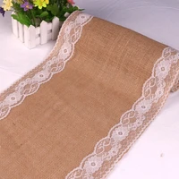 vintage natural burlap imitated jute linen table runner for wedding christmas party table runners restaurant table decorations