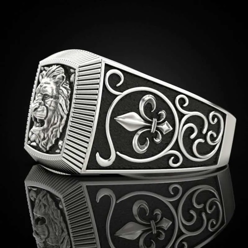Domineering Lion Head Men's Ring | European and American Punk Style | BAOSHINA | Party Accessories image 3