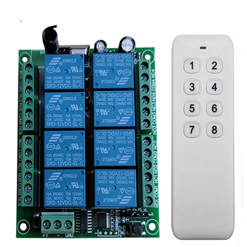 433 МГц беспроводной RF универсальный DC12V 24V 8CH приемник пульт дистанционного