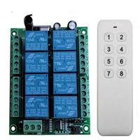 433mhz wireless rf universal dc12v 24v 8ch receiver remote control switch long distance transmitter bedroom light lamp motor led