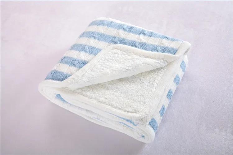 blue stripes 100X120 см хлопковое Полосатое вязаное одеяло зимнее плотное утяжеленное одеяло шерстяное вязаное одеяло детское одеяло для дивана - Цвет: blue stripes