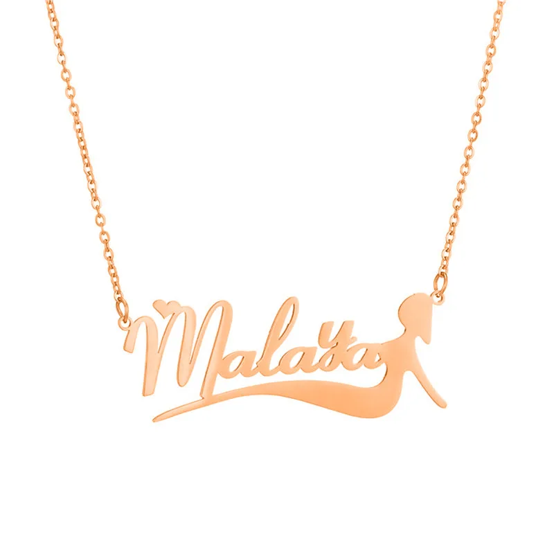 Креативное ожерелье с именем и буквами на заказ кулоном в форме девочки