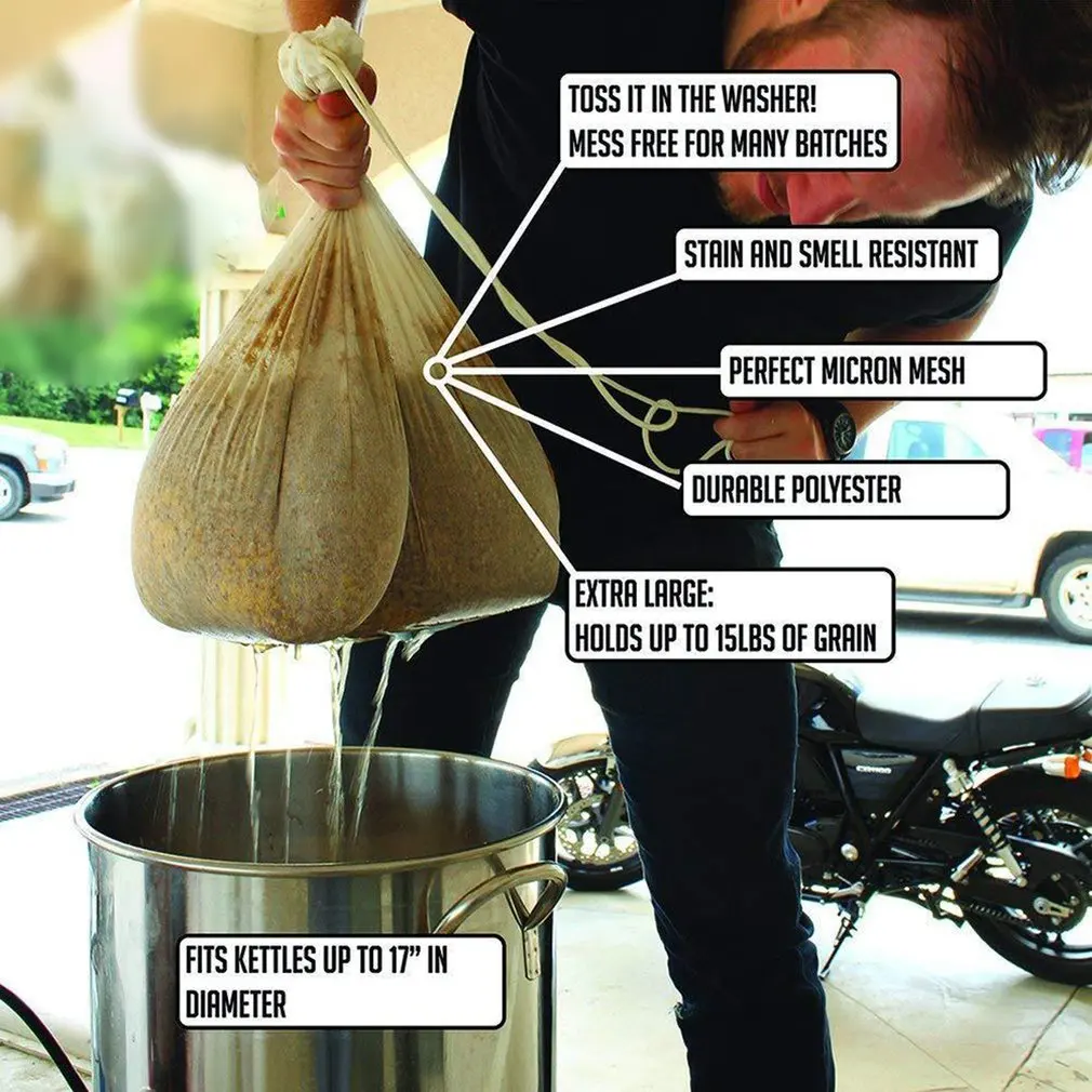 

Kitchen Drawstring Pouches Candy Fruit Bag Reusable Nylon Cloth Filter Bag Mesh Tool