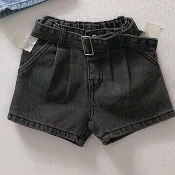 

2021 Summer Solid Color Children's Shorts Boys and Girls Fashion Belt Pants Kids Cute Denim Shorts