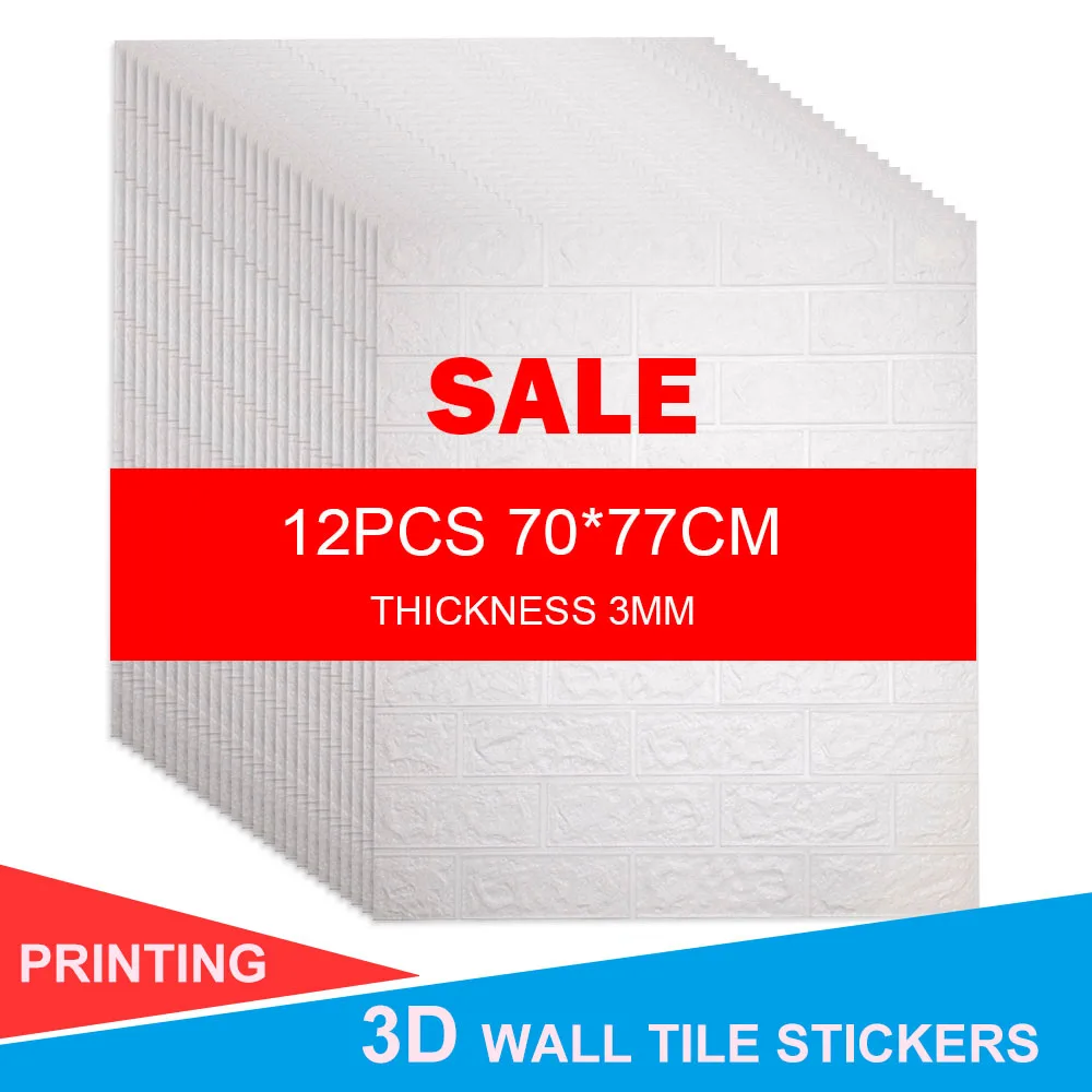 

12 шт., 3D-наклейки на стену в виде кирпича