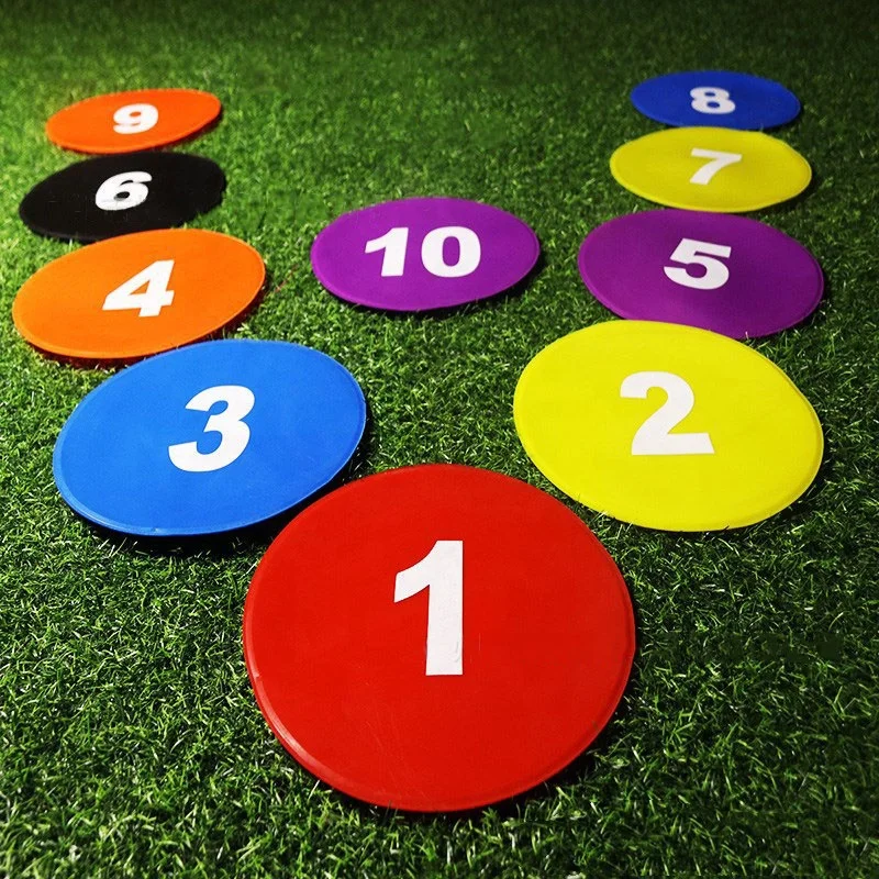 10pcs Pack 9inch Numbered Flat Disc Markers Anti Slip Agility Spot Cones for Soccer Basketball Football Hockey