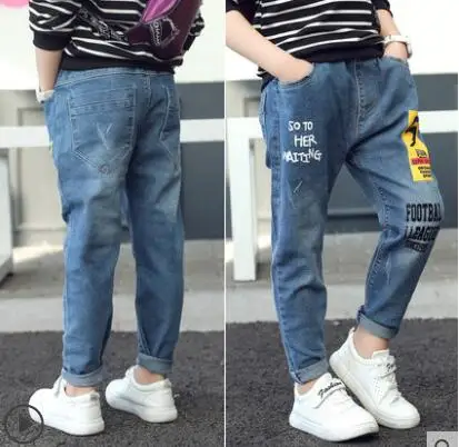 9038 thin style Г. Весенние детские джинсы для мальчиков однотонные тонкие джинсы для маленьких мальчиков, повседневные джинсы для больших мальчиков длинные брюки - Цвет: 9038 thin style