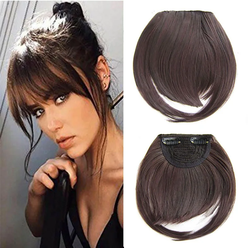 Gres Women Synthetic Hair Fringe Clip Bangs for Girls Fake Bangs Clip on Hair Extentions Straight High Temperature Fiber