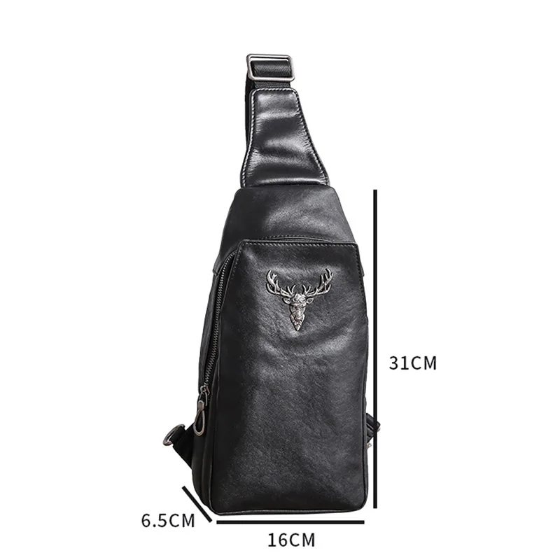 

Chest bag men's leather soft leather trendy brand shoulder bag top layer leather messenger small backpack trendy