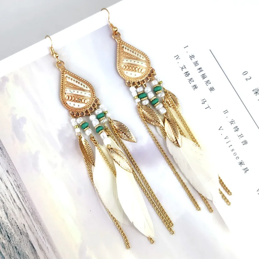 

Earrings For Women Oorbellen Crystal Hangers Statement Chain Pendientes Largos Tassel Trendy geometric Euro-American new style