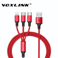 voxlink usb charger cable 3 in 1 micro usb type c multi port charging cord for samsung xiaomi huawei apple lightning wire cable
