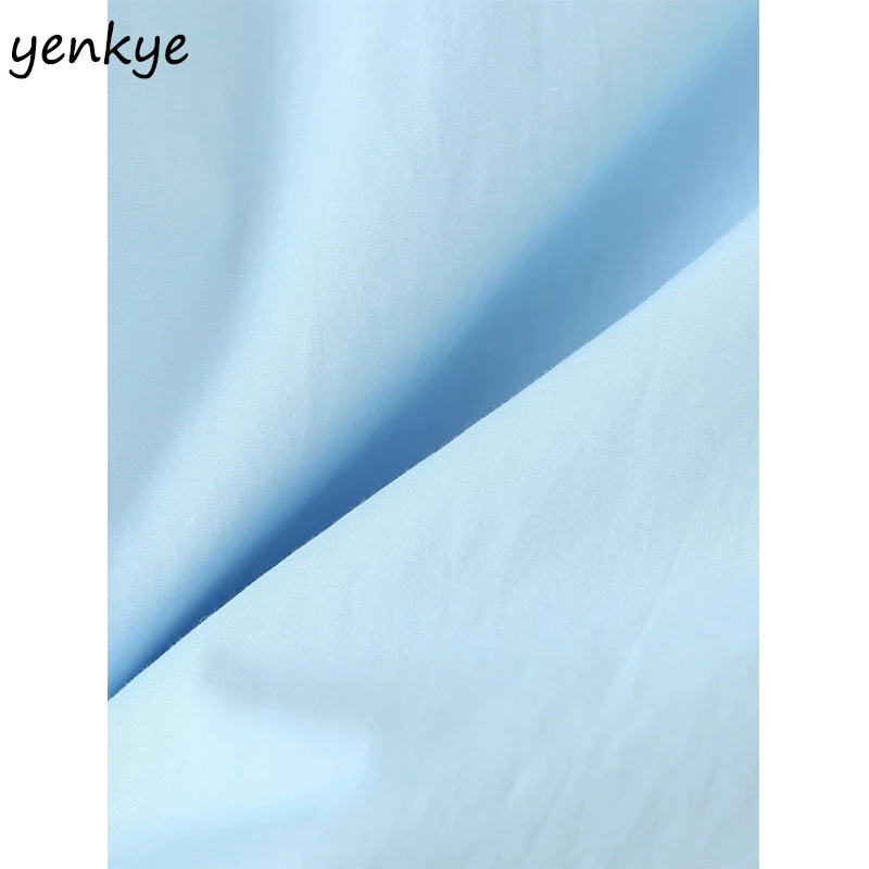 

Vintage Light Blue Blouse Shirt Women Lapel Collar Puff Sleeve Fashion Office Ladies Shirts Plus Size Autumn blusas femininas