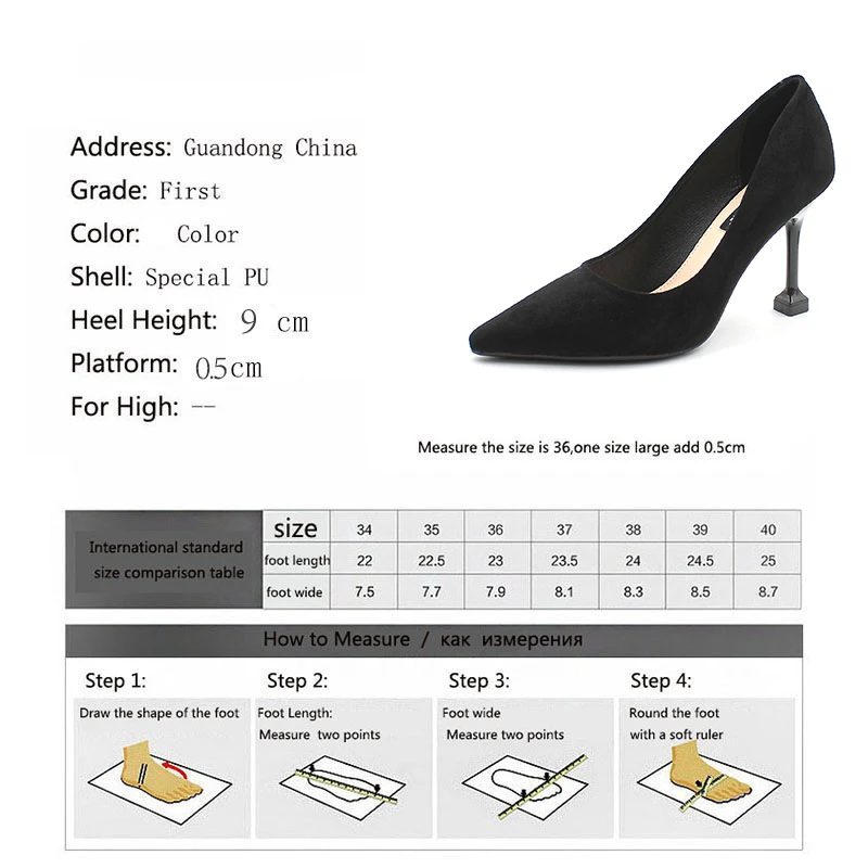 

Meriahzheng 9CM Spring New Fashion Single Shoes Fine Heel Suede Women's Shoes Professional Work Pointed Women's Single Shoes TWS