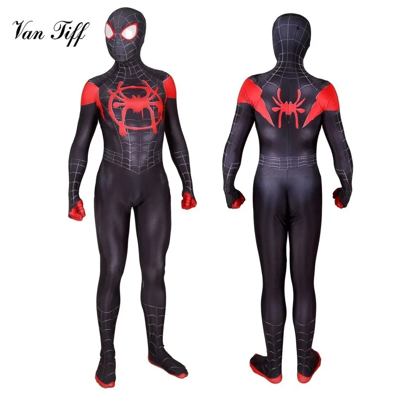 Черный костюм Человека паука для костюмированной вечеринки маска Хэллоуина из
