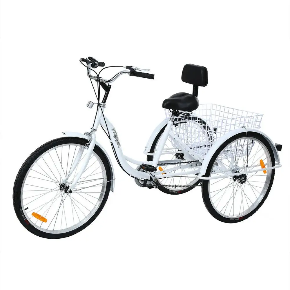 Online 24/26 Zoll Erwachsene Fahrrad 3 Räder 7 Geschwindigkeit Dreirad Outdoor Einkaufen Reise Bike Erwachsene Trike Fahrrad Für Mann Frau ältere
