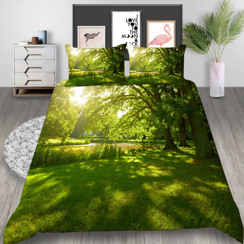 

Thumbedding Leaves Bedding Set King Size Fresh Lifelike Duvet Cover Nature Queen Twin Full Single Double Comfortable Bed Set