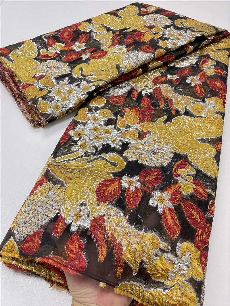 

PGC 2021 High Quality Brocade Lace Embroidery Flower African Lace Fabric Jacquard French Lace Fabric For Wedding Dress YA4052B-1