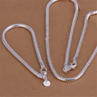Ожерелье и браслет из серебра 925 пробы, 3 мм