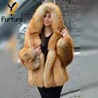 Женская Шуба из натурального меха Красной лисы, теплая шуба из натурального Лисьего меха, верхняя одежда, зима 2020