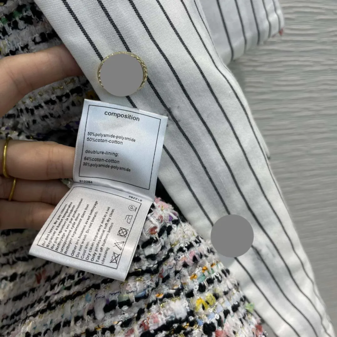 

High Street Striped Coats for Women Summer 2021 New Luxury Brand Lapel Short Sleeve Jackets Retro Single Breasted Tweed Jackets