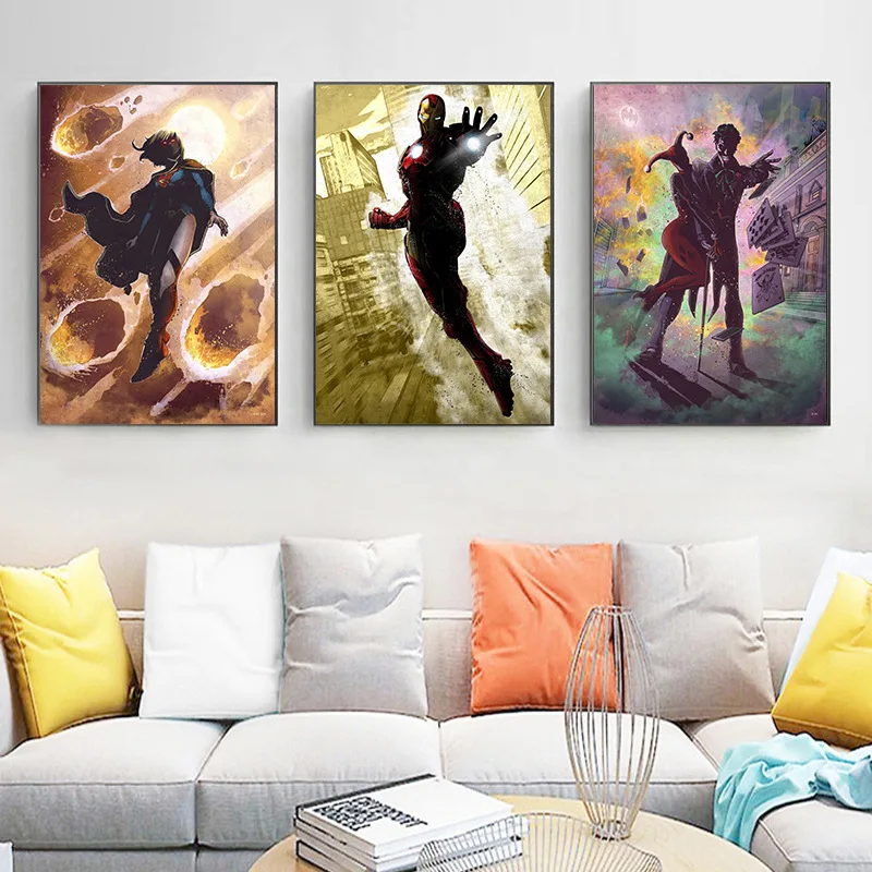 

Marvel Painting Superhero Thanos Avengers Canvas Print Painting Children's Gift Room Mural Spider-Man Iron Man Bedroom Posters