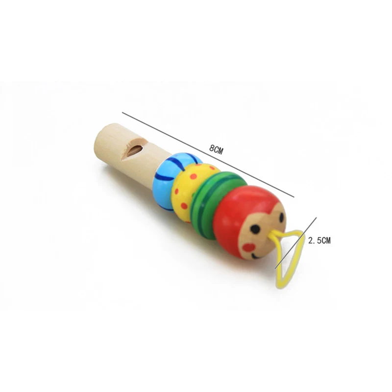 1Pc Infant Whistling Toy Wooden Random Color Toys Cartoon Animal Whistle Educational Music Instrument Toy for Baby Kids Children images - 6